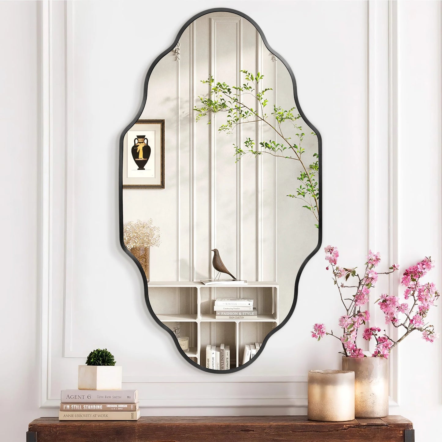 , Scalloped Wall Mirror, Black