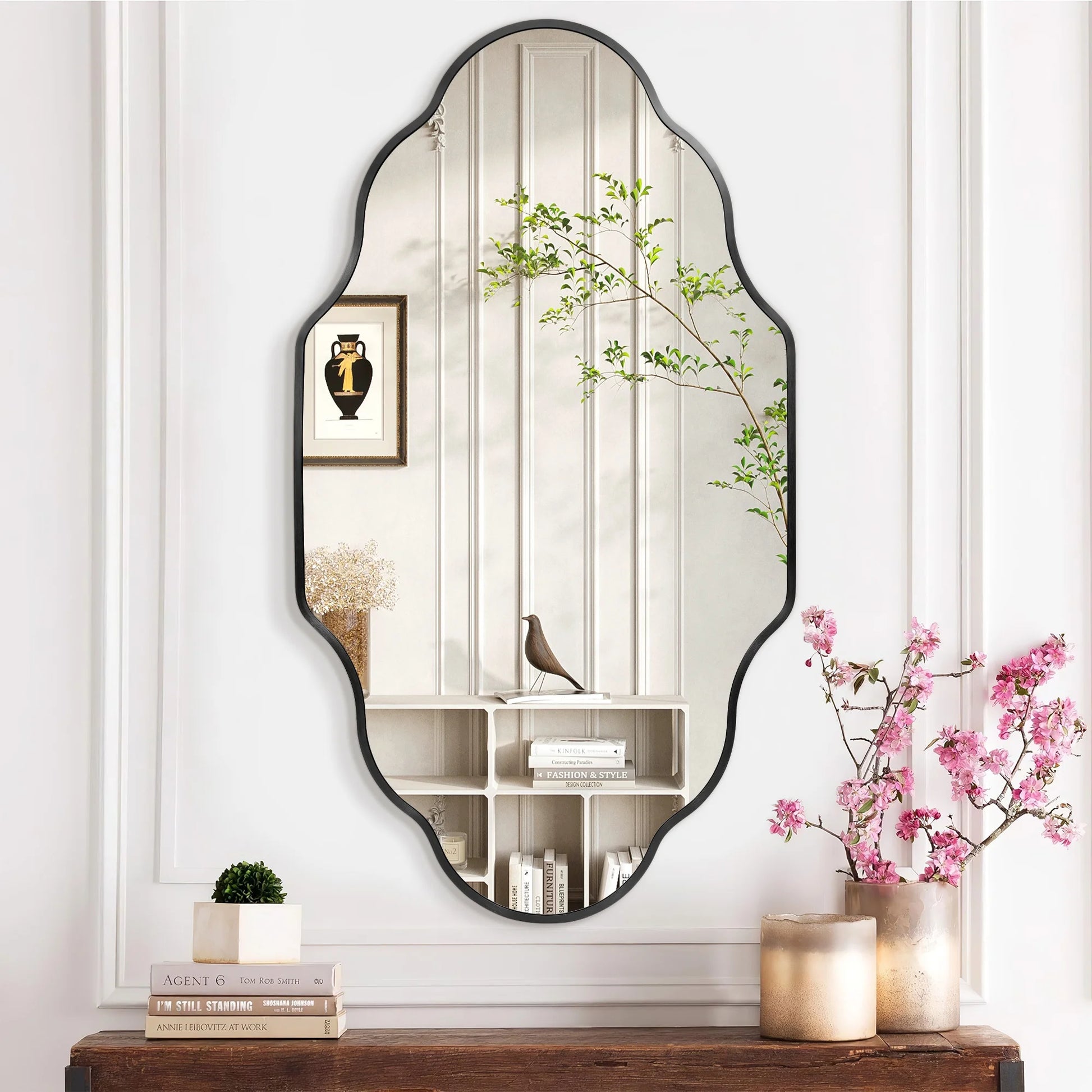 , Scalloped Wall Mirror, Black