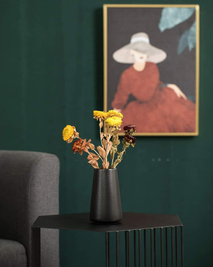 Matte Black Vase - Black Flower Vase, 6" Small Simple Modern Ceramic Vases for Flower/Pampas Grass, Minimalist Farmhouse Boho Vase for Centerpieces, Home Decor, Bathroom Decor