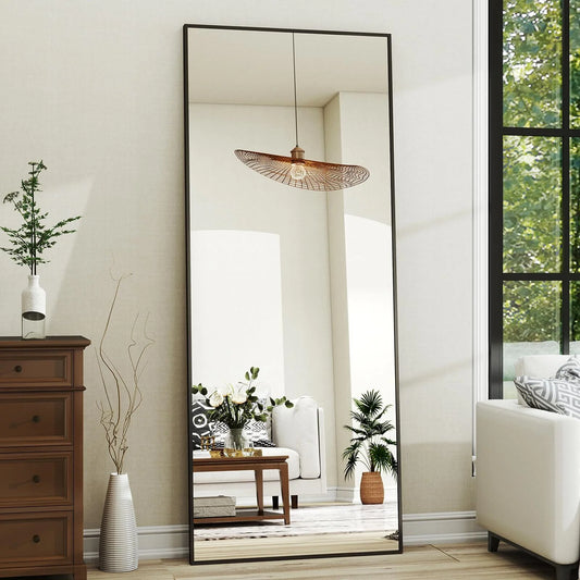 65"X 24" Floor Mirror Full Length Mirror Bedroom Floor Body Mirror with Stand,Black