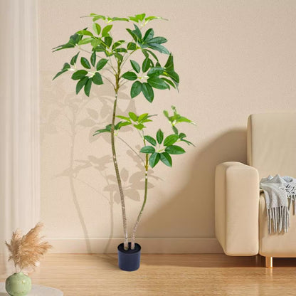 5. 2 Ft. Tall Artificial Tree ，Umbrella Fake Plants Artificial Plants with Planter, Umbrella Tree in Pot