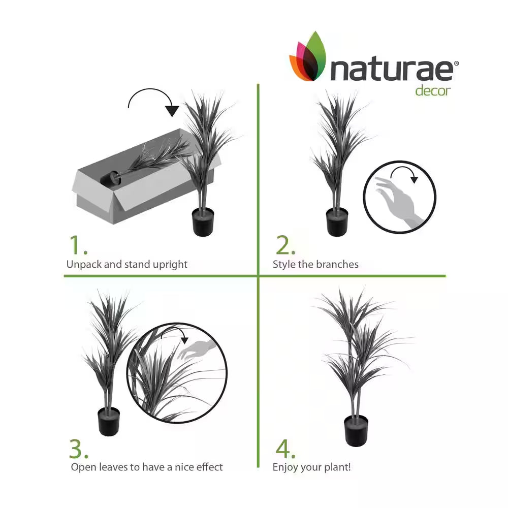 39 In. GREEN Artificial DRACAENA in BLACK PLANTER POT