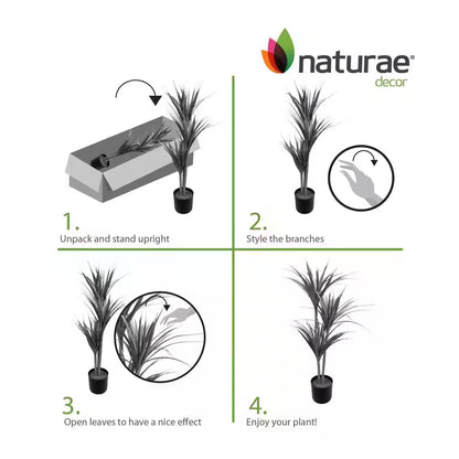 39 In. GREEN Artificial DRACAENA in BLACK PLANTER POT
