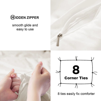 Duvet Cover Set Soft Washed Microfiber Duvet Cover 3 Pieces King White