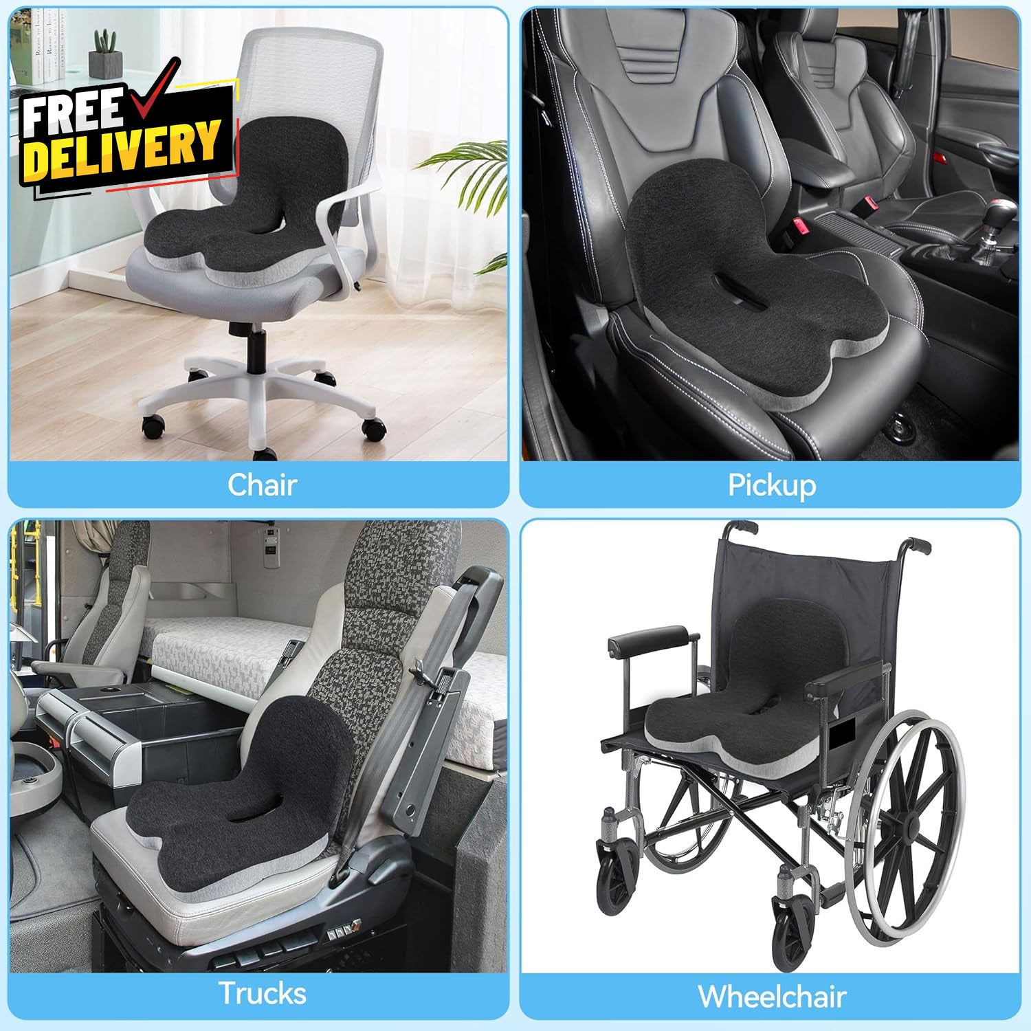 Trucker Seat Cushions for Long Sitting Semi Truck Seat Cushion with Lumbar S....