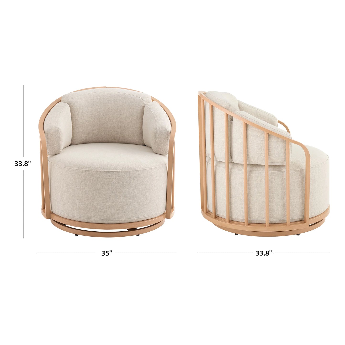 Lillian Swivel Birdcage Chair, Cream Linen