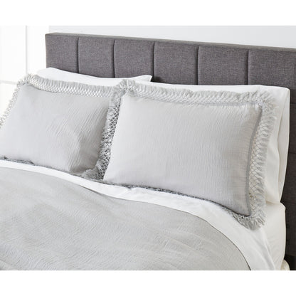 Solid Color Soft Silver Textured Matelassé Full/Queen Duvet Cover Set, No Fill