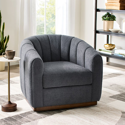 Lillian Accent Swivel Chair, Charcoal Boucle