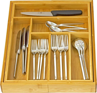 Expandable Cutlery Flatware Drawer Utensil Tray Kitchen Organizer Storage Bamboo