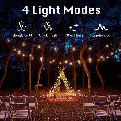 Solar Outdoor String Lights, 100Ft S14 LED Patio Lights with 24 Bulbs, String Lights for Porch Backyard