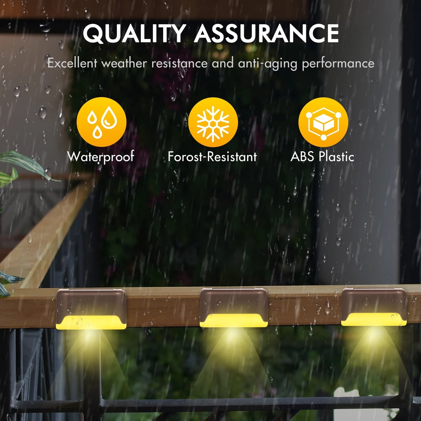 8PCS Outdoor Solar Deck Lights, Waterproof Solar Step Lights, LED Solar Lights for Outdoor Stairs Fence Yard Patio Railing Garden Pathway Christmas Decoration Lights(Brown-Warm White)