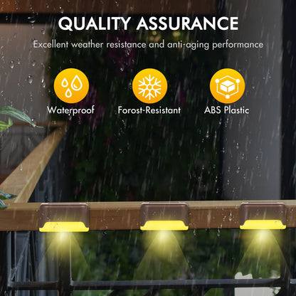 8PCS Outdoor Solar Deck Lights, Waterproof Solar Step Lights, LED Solar Lights for Outdoor Stairs Fence Yard Patio Railing Garden Pathway Christmas Decoration Lights(Brown-Warm White)
