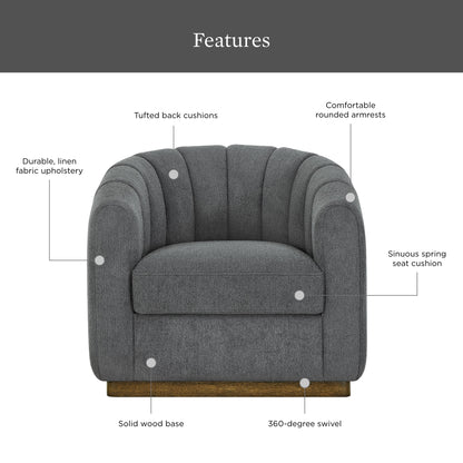 Lillian Accent Swivel Chair, Charcoal Boucle