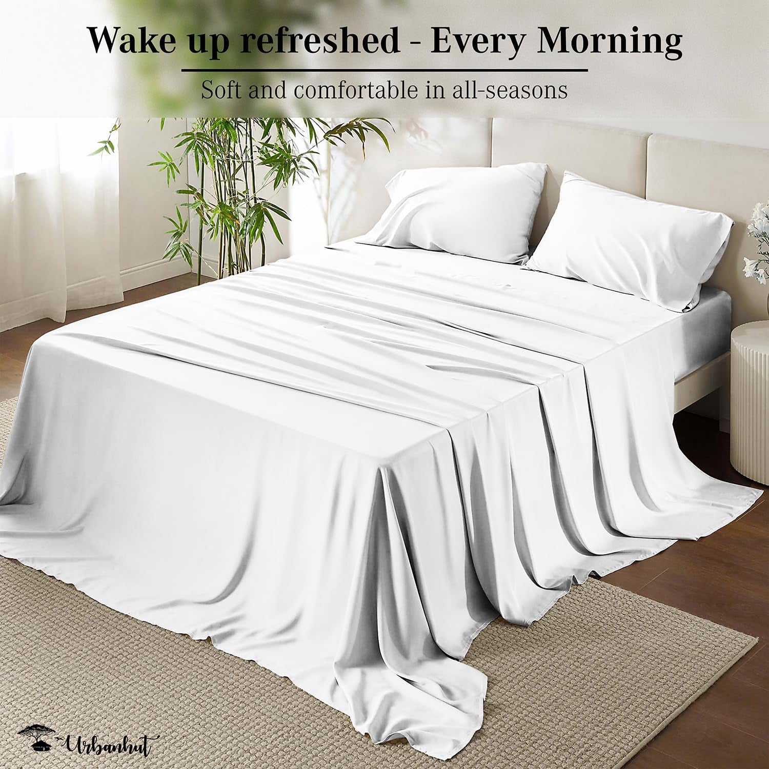 700 Thread Count Egyptian Cotton Sheets Full Size, 4Pc Sheet Set Soft Luxury Bed Sheets for Full Size Bed, Sateen Weave Hotel Sheets, 16'' Elasticized Deep Pocket - White