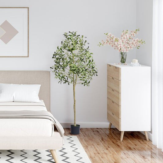 Uimoso 5Ft Artificial Olive Tree Green Tall Faux Lifelike Fake Plant Home Decor