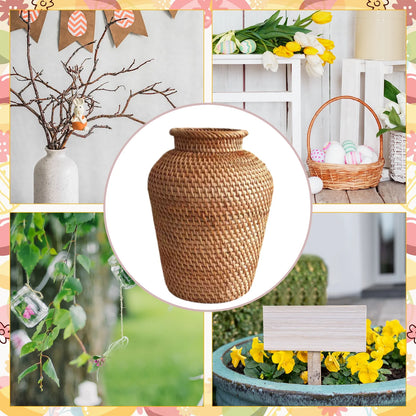 Rattan Vase Flower Pot Holder Plant Storage Wicker Vases Decor