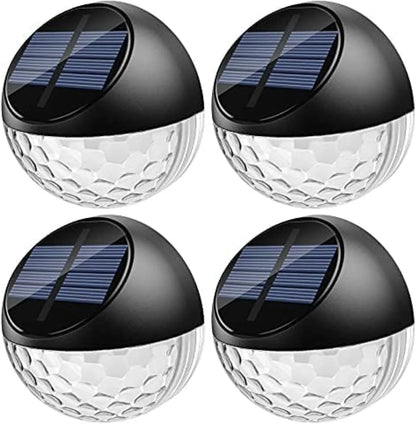 Solar Fence Lights,  4 Pack LED Solar Wall Lights Outdoor, IP65 Waterproof Solar Deck Lights for Wall Deck Post Patio Yard Stairway Path Porch, Warm White
