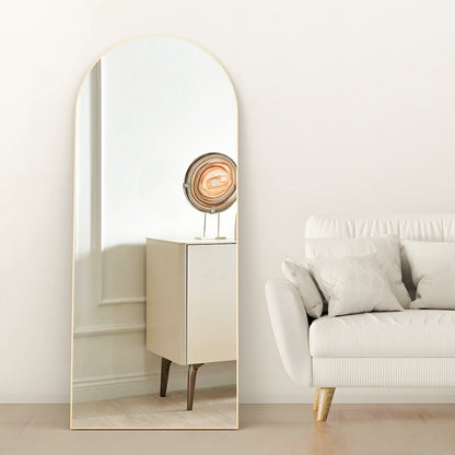 Arch Floor Mirror Arched Mirror Arched Full Length Mirror Wall 65"X24"Full Body Mirror Standing Gold