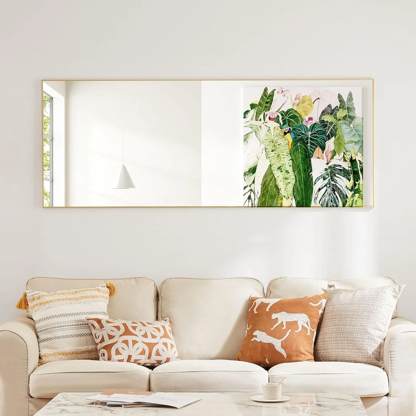 Full Length Mirror with Stand, Floor Mirror with Frame, Full Body Mirrors, Free Standing or Wall-Mounted Mirrors for Living Room