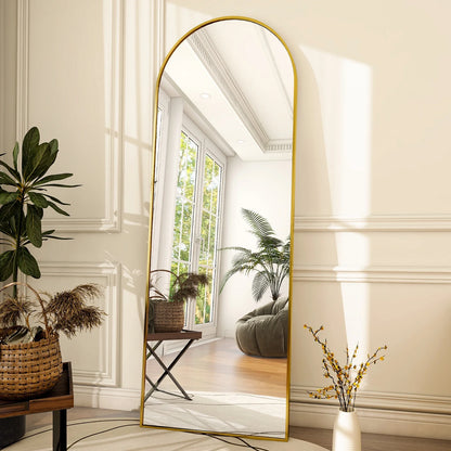Arched Full Length Floor Mirror 64"X21.1" Full Body Standing Mirror,Gold
