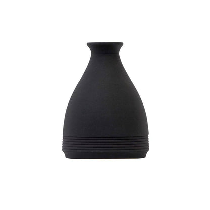 10 In. Cone Stone Vase Black Matte