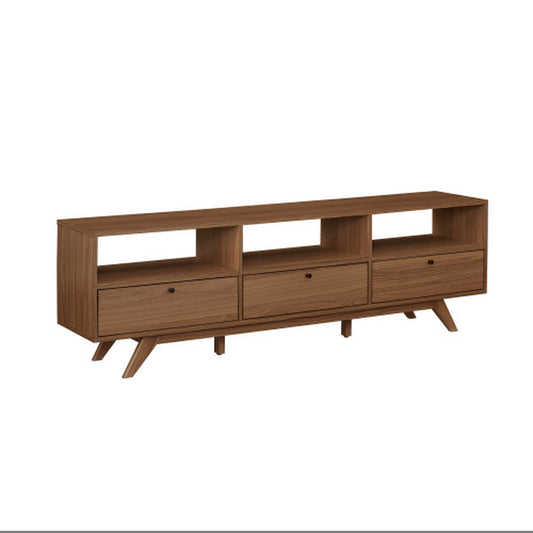 Modern Scandi 3-Door Low Profile TV Stand for Tvs up to 80 Inches Mocha
