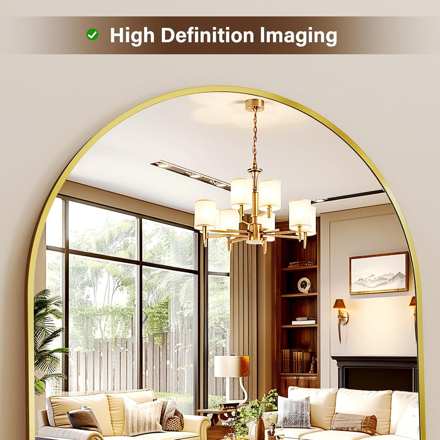 56" X21 Arched Full Length Mirror Floor Mirrors with Aluminum Alloy Frame Free-S