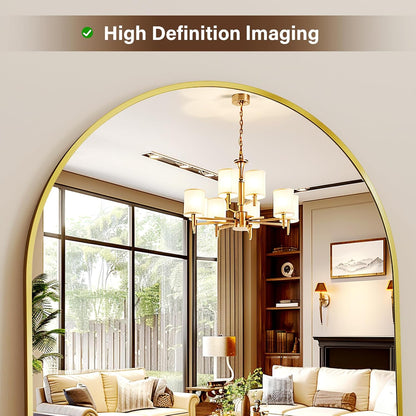 56" X21 Arched Full Length Mirror Floor Mirrors with Aluminum Alloy Frame Free-S