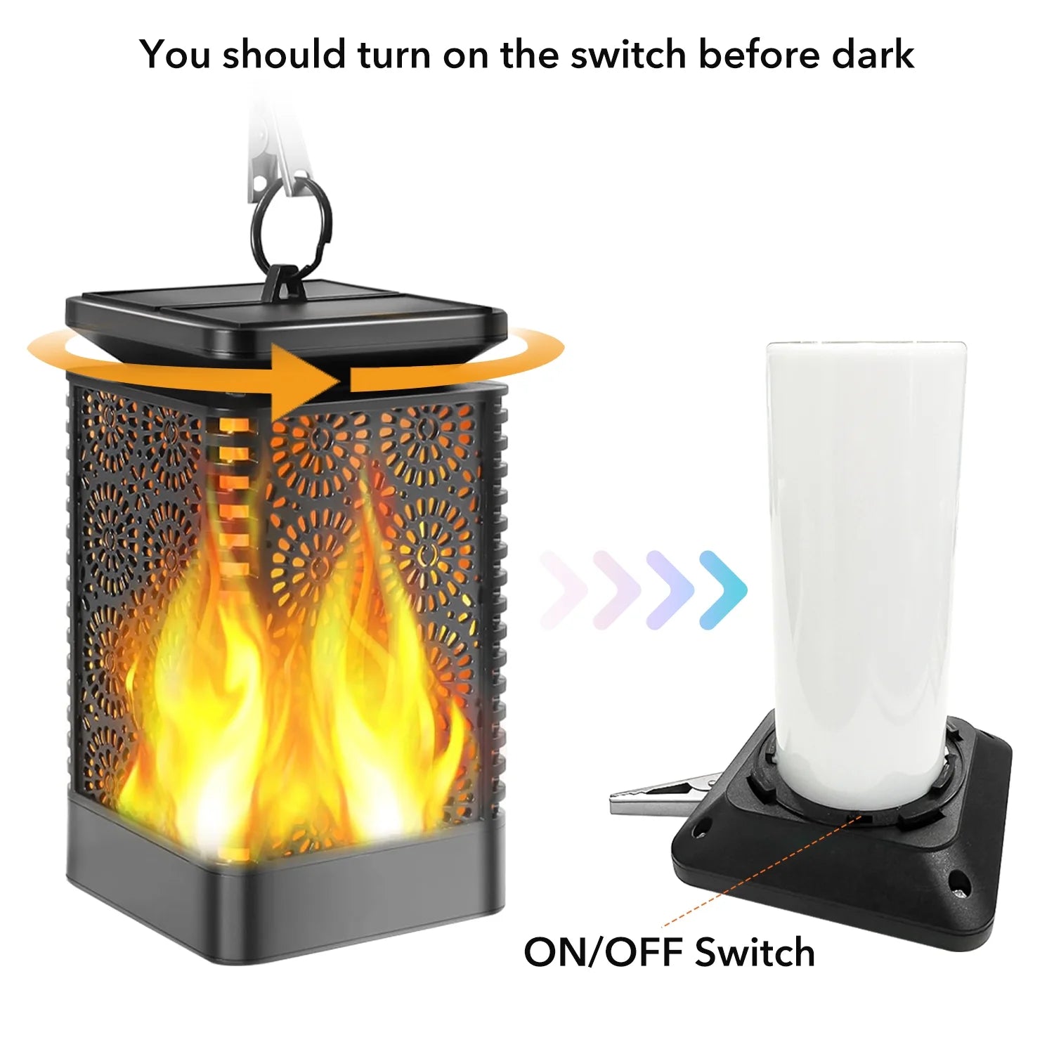Solar Lights Outdoor, Solar Lantern Flickering Flame Outdoor Waterproof Hanging Lanterns Decorative, Solar Powered Outdoor Lighting LED Christmas Lights for Patio Deck Yard, 2 Pack