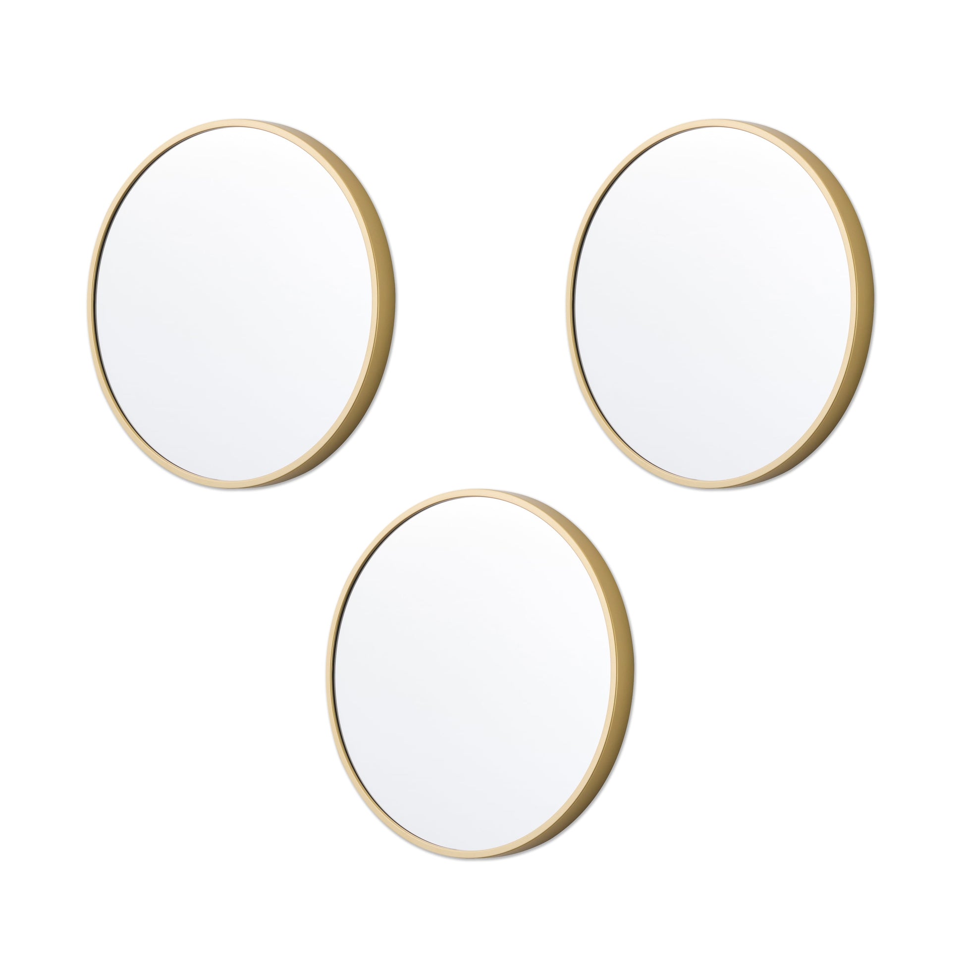 Gold round Small Decorative Wall Mirror Set, Set of 3 Multipack Mirrors