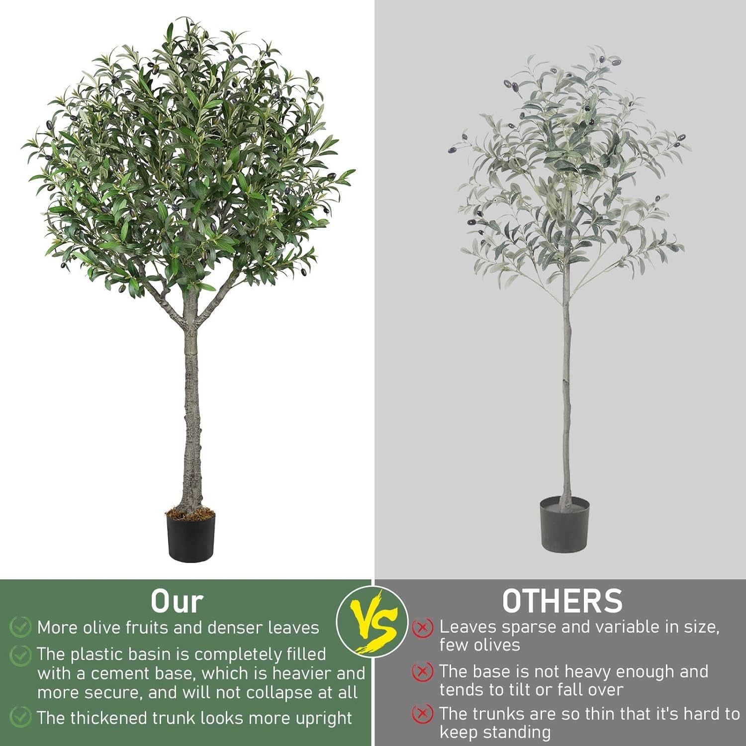 Artificial Olive Tree,6 FT Tall Faux Silk Olive Trees Indoor with 2100 Dense Lea