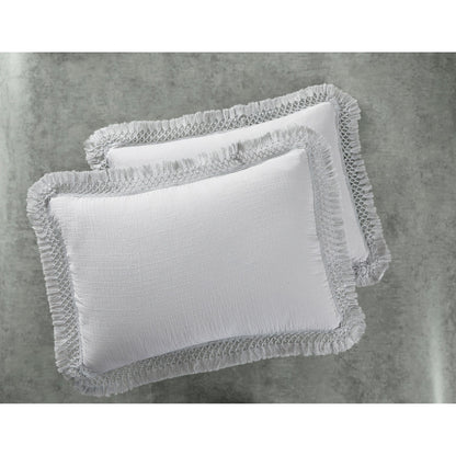 Solid Color Soft Silver Textured Matelassé Full/Queen Duvet Cover Set, No Fill