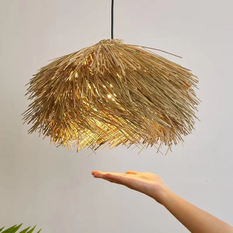Rattan Ceiling Lamp Vintage Rattan Chinese Style Chandelier