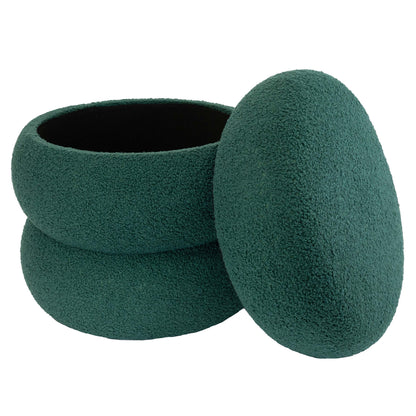 Boucle Cloud Storage Ottoman, Green