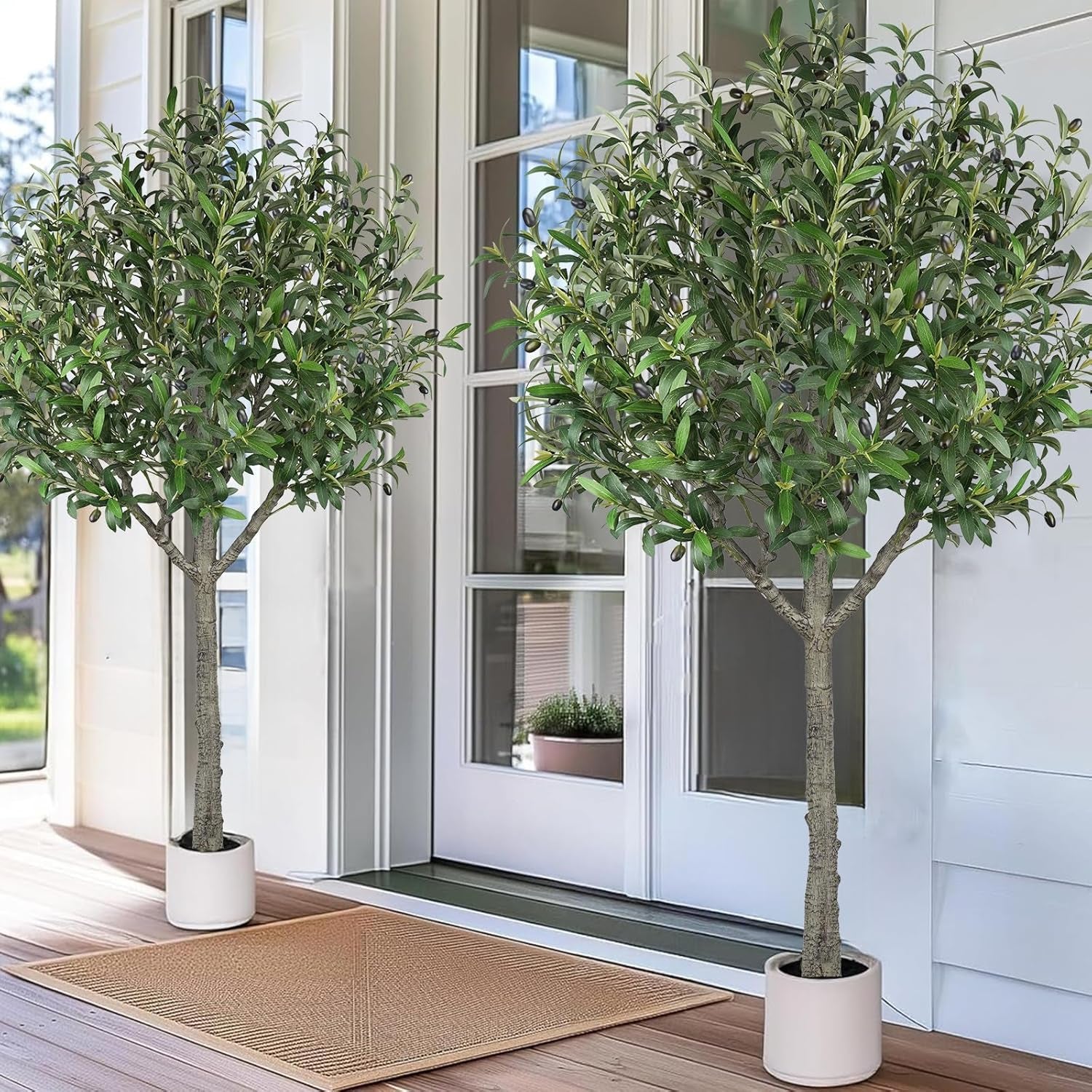 Artificial Olive Tree,6 FT Tall Faux Silk Olive Trees Indoor with 2100 Dense Lea