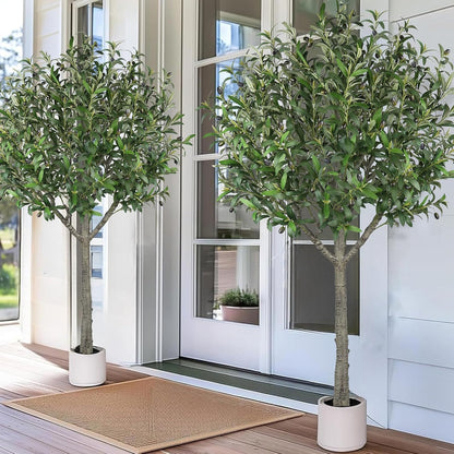 Artificial Olive Tree,6 FT Tall Faux Silk Olive Trees Indoor with 2100 Dense Lea