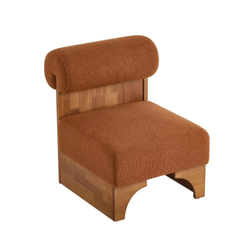 Modern Boucle Lounge Chair, Solid Wood Frame, Rolled Backrest, Soft Durable Boucle Upholstery, Perfect for Living Room,