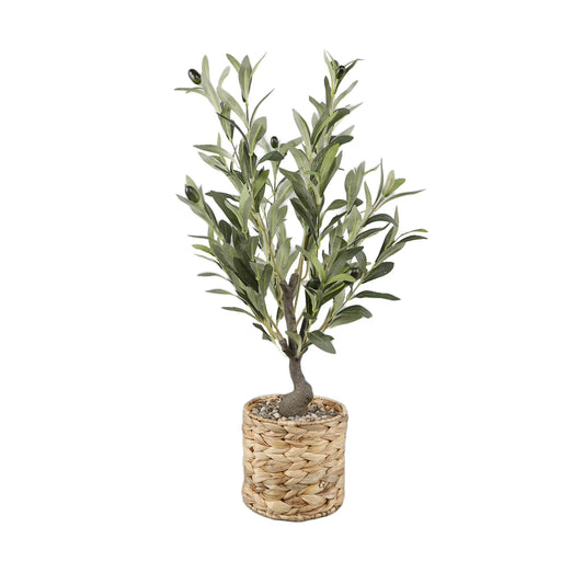 26" Artificial Olive Tree in Natural Woven Rattan Basket