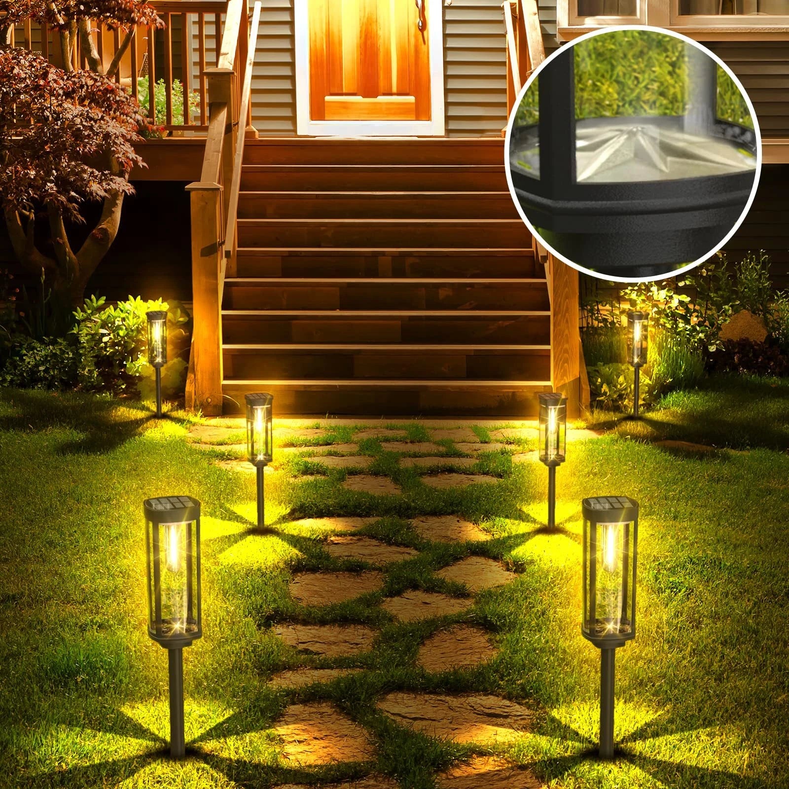 Bright Solar Pathway Lights Outdoor, 4 Pack Solar Powered Garden Lights Waterproof IP65, Auto On/Off Outdoor Light for Lawn Patio Walkway Driveway Decor Landscape Lighting