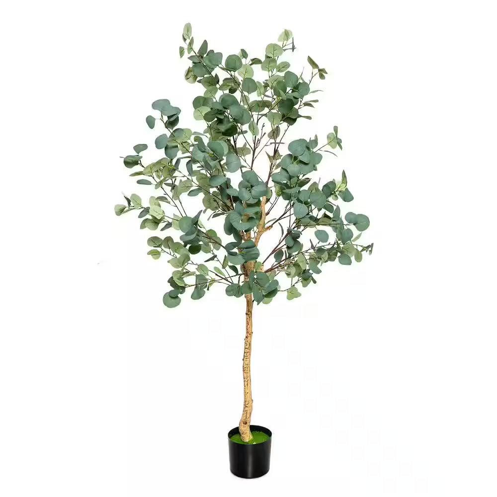 5 . 5 FT Artificial Tree Fake Eucalyptus Tree for Living Room Office Home Decor