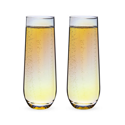 Luster Champagne Flutes for Outdoor, Home Bar Gifts, 10 Oz Set of 2