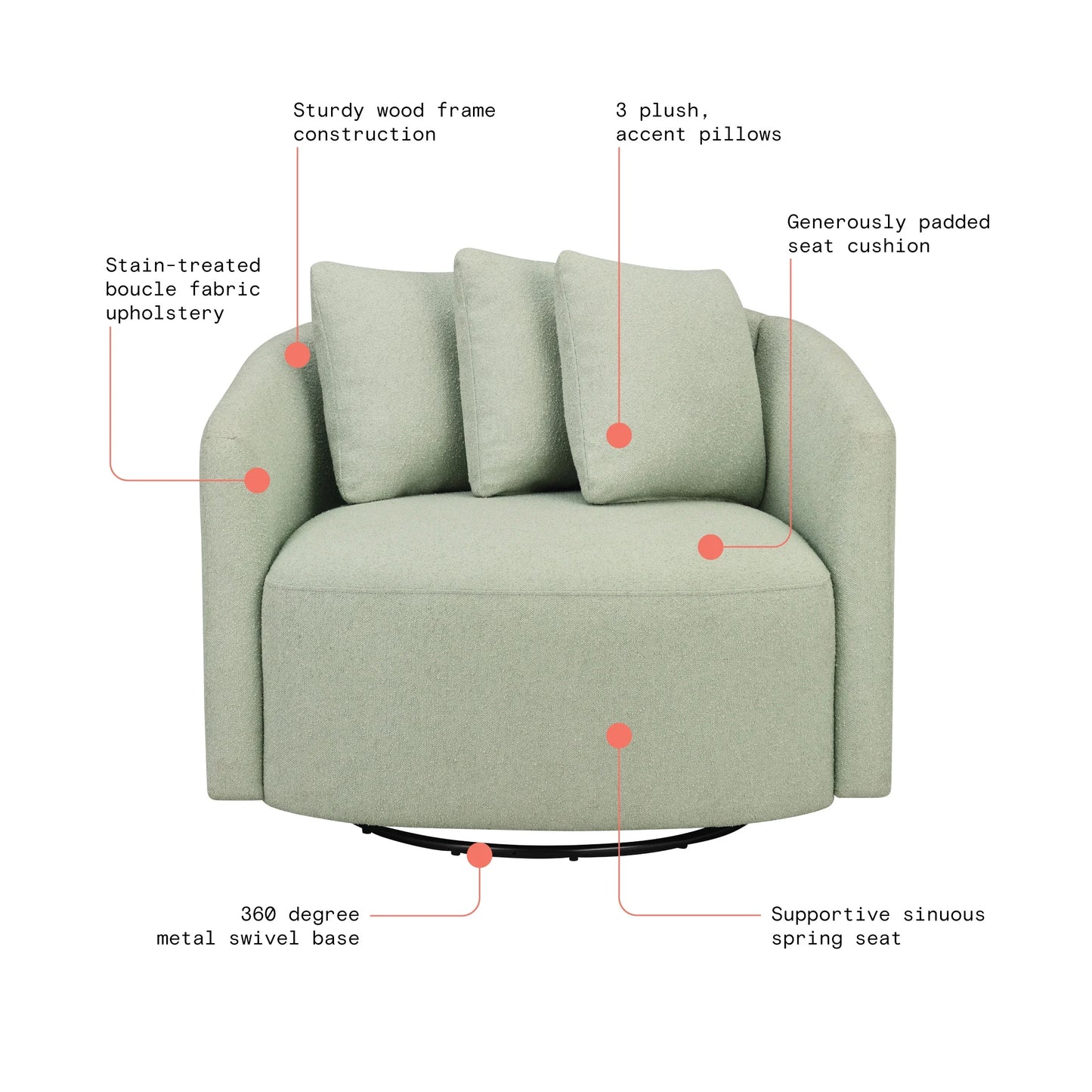 Drew Accent Chair by Drew Barrymore, Sage Boucle