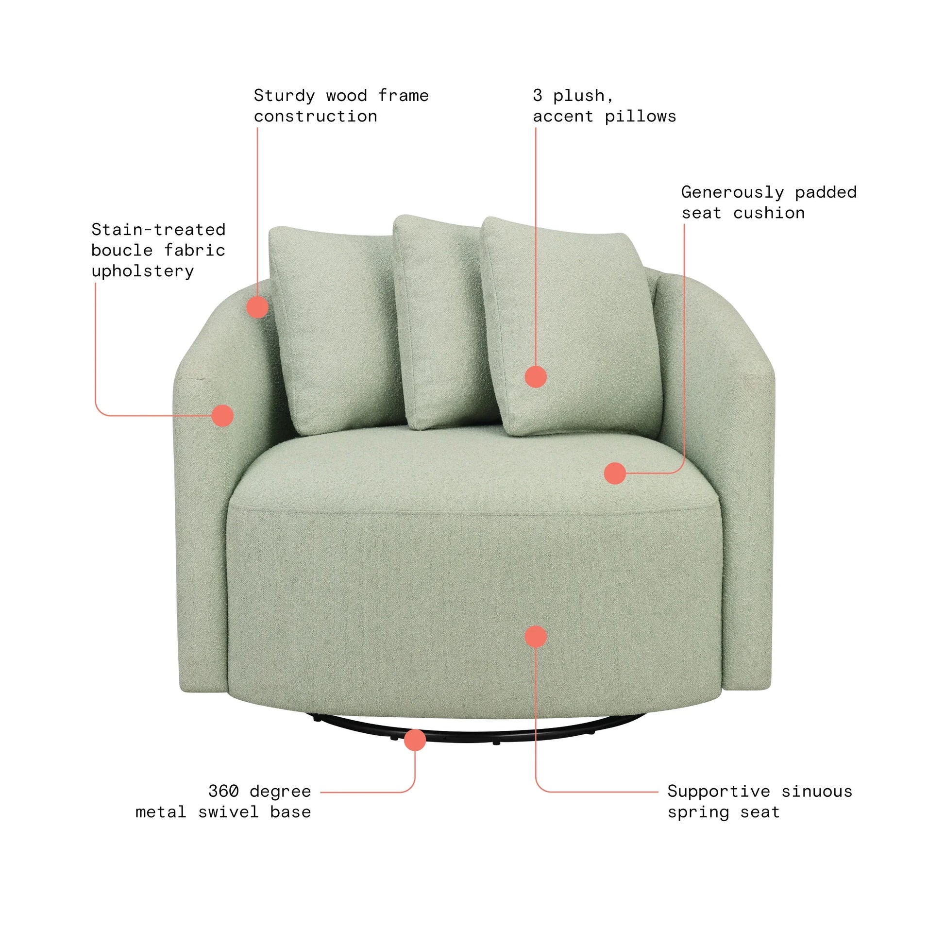 Drew Accent Chair by Drew Barrymore, Sage Boucle