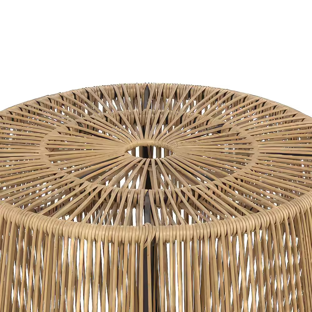 Ysar Natural Brown Boho round Metal Outdoor Side Table