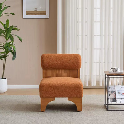 Modern Boucle Lounge Chair, Solid Wood Frame, Rolled Backrest, Soft Durable Boucle Upholstery, Perfect for Living Room,