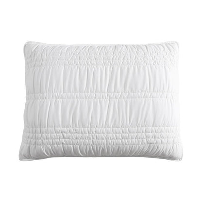 Scrunch Stripe 2-Piece White Microfiber Twin Quilt Set