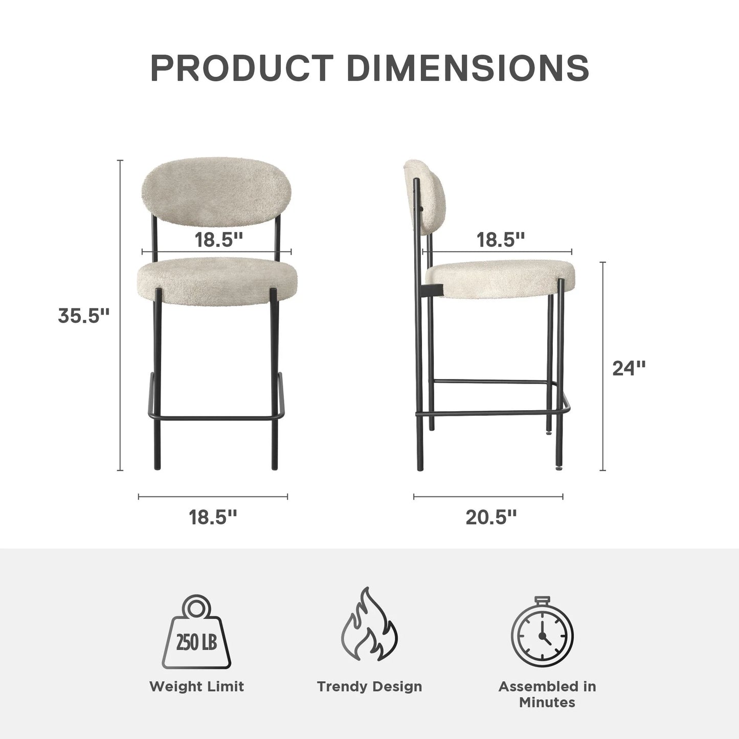 Boucle Counter Stool, Cream