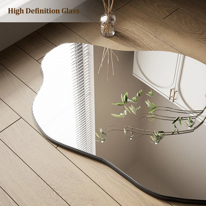 24" X 32" Vanity Mirror Wall Wavy Mirror Bathroom Mirror Decor , Black