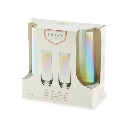Luster Champagne Flutes for Outdoor, Home Bar Gifts, 10 Oz Set of 2