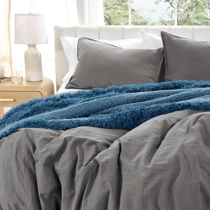 Microfiber Duvet Cover Set - Ultra Soft Washed Microfiber - Oversized Queen Size - Linen-Like Look - Easy Care - Breathable Fabric - Our Softest Duvet Cover Set (Oversized Queen, Grey)